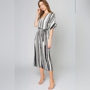 Lavender Brown Black and White Striped Jumpsuit